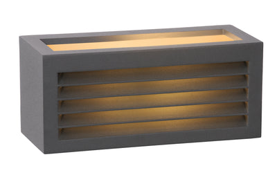 Lucide DIMO vägglampa Antracit, inomhus utomhus, E27-sockel, IP54, rektangulärt aluminiumhölje