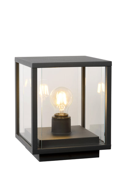 Lucide CLAIRE LED sockellampa 1xE27 IP54 Antracit utomhus kuboid aluminium 220-240V modern trädgårdsbelysning