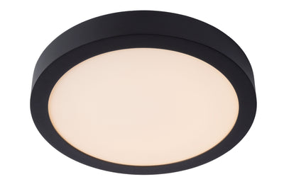 Lucide BRICE LED taklampa, 30W 3000K dimbar, IP44 rund 30cm, Matt Svart, modern badrumsbelysning