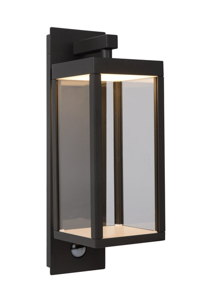 Lucide CLAIRETTE LED vägglampa 13W 3000K IP54 med PIR rörelsesensor och antracitfärgat hölje