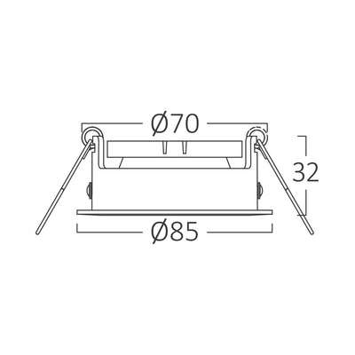 Braytron GU10 infälld LED-spotlight, max 35W, IP20, rund aluminium Vit-Svart, 85mm utskärning 70mm