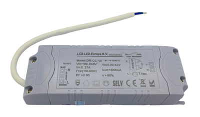 LCB dimbar LED-drivrutin TRIAC 36W/40W paneler 30-42V 1000mA IP20 CE RoHS flimmerfri
