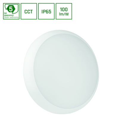 Spectrum NYMPHEA CITY PRO LED ytmonterad rund lampa 18W 230V CCT 1800 lumen IP65 IK10 sensor