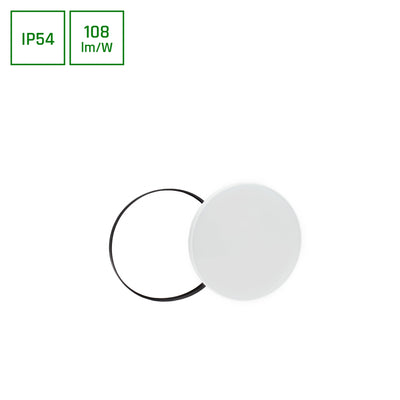 Spectrum LED utanpåliggande armatur med sensor 18W 3000K 1950 lumen 230V IP54 IK04 Vit Svart rund