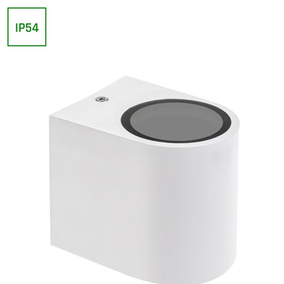 Spectrum LED GU10 vägglampa, 1 ljuskälla, 250V, IP54, Vitt hölje i polykarbonat 80x73x95mm för inomhus- och utomhusbruk