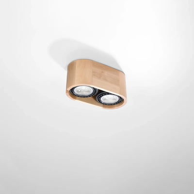 Sollux Lighting BASIC 2 LED takspotlight, naturträ, IP20, 220-240V, max 50W, CE RoHS
