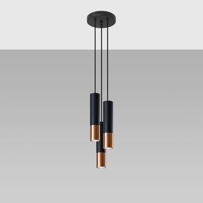 Sollux Lighting LED hänglampa Svart Koppar LOOPEZ, 3xGU10, E27, 220-240V, IP20, Aluminium, CE RoHS