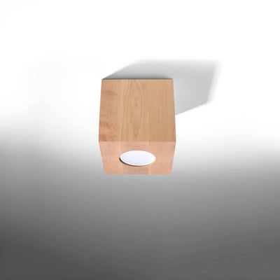 Sollux Lighting QUAD takspot i naturligt trä, GU10-sockel, IP20, 230V, 100x100mm