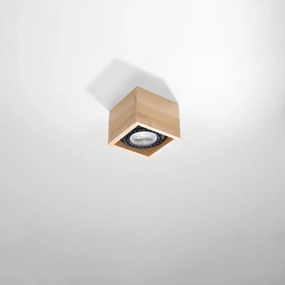 Sollux Lighting QUATRO 1 LED takspot, naturträ, IP20, 220-240V, max 50W, CE RoHS