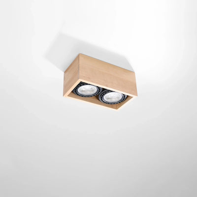 Sollux Lighting QUATRO 2 LED takspot i naturträ, IP20, 220-240V, CRI 80, matt guld aluminium