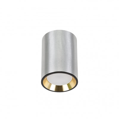 Spectrum CHLOE MINI GU10 utanpåliggande taklampa, Silverfärgad kropp med Guld-ring och Svart kant, IP20