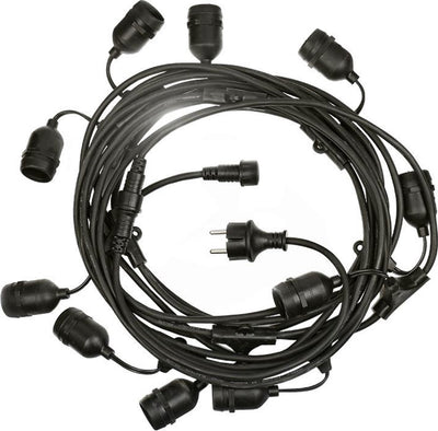 Spectrum LED ljusslinga 5m med 10x E27-socklar, dekorativ utomhusbelysning, valfria LED-lampor