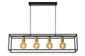 Lucide RUBEN pendant light, 4xE27 sockets, Black & Satin brass, metal fixture, 1520mm height, IP20 dimmable