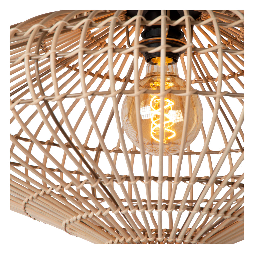 Lucide MAGALI ceiling light, 1xE27, 40W max, Scandinavian rattan and metal, Ø56cm, IP20, Natural finish
