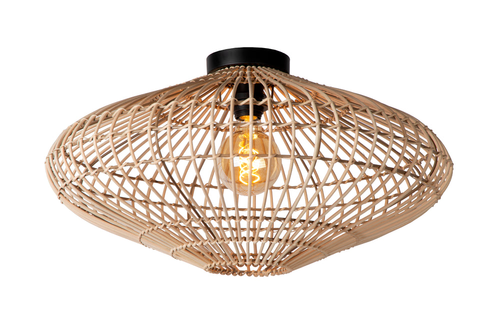 Lucide MAGALI ceiling light, 1xE27, 40W max, Scandinavian rattan and metal, Ø56cm, IP20, Natural finish