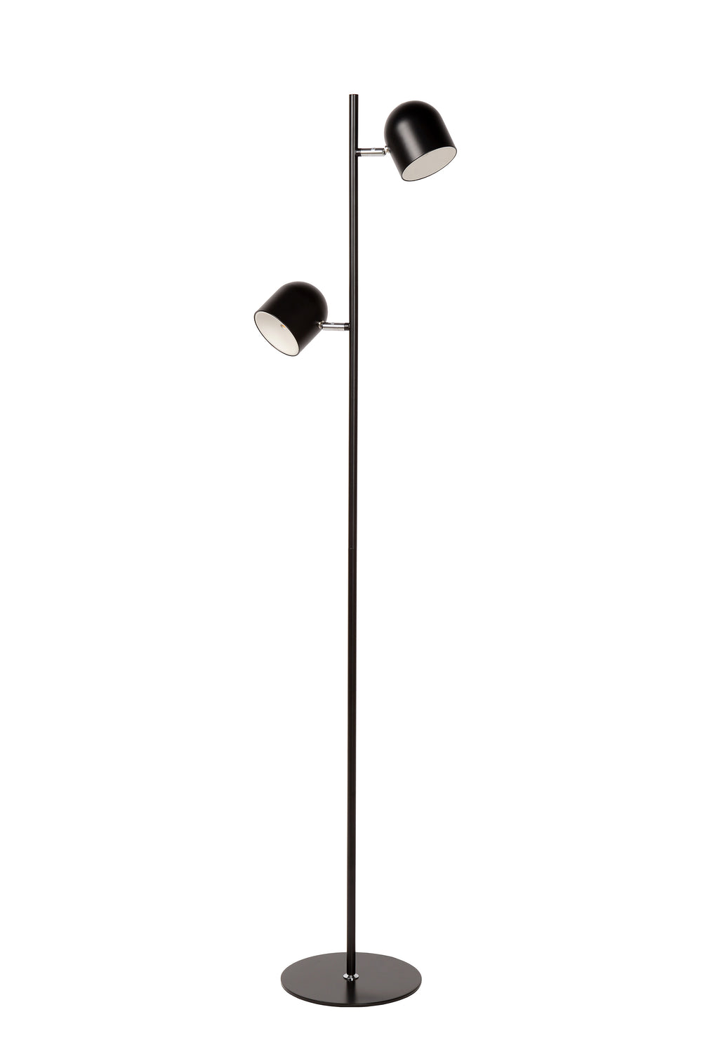 Lucide SKANSKA golvlampa, LED 2x5W 3000K, touch-dimbar, roterbart huvud, modern svart metall, 1410mm höjd