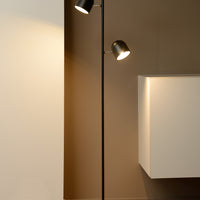 Lucide SKANSKA floor lamp, LED 2x5W 3000K, touch dimmable, rotatable head, modern Black metal, 1410mm height