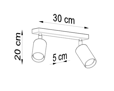 Sollux Lighting plafondspot BERG 2 natural wood LED 50W, 220-240V, IP20