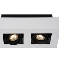 Lucide XIRAX LED takspotlight, 2x5W GU10, dim to warm 2200K-3000K, IP20, Vit aluminium