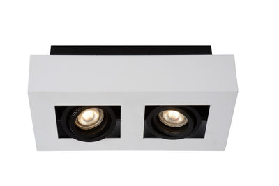 Lucide XIRAX LED takspotlight, 2x5W GU10, dim to warm 2200K-3000K, IP20, Vit aluminium