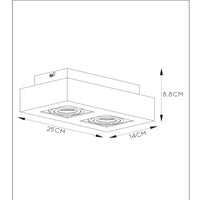 Lucide XIRAX LED takspotlight, 2x5W GU10, dim to warm 2200K-3000K, IP20, Vit aluminium
