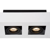 Lucide XIRAX LED takspotlight, 2x5W GU10, dim to warm 2200K-3000K, IP20, Vit aluminium