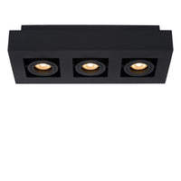 Lucide XIRAX LED ceiling spotlight, 3x5W GU10, dim to warm 2200K-3000K, IP20, Sand Black aluminum