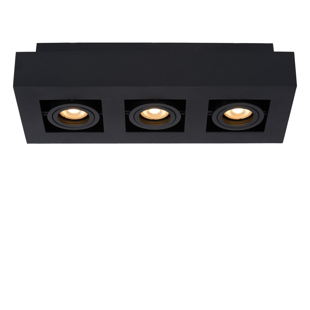 Lucide XIRAX LED takspotlight, 3x5W GU10, dim to warm 2200K-3000K, IP20, Sand Black aluminium
