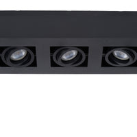 Lucide XIRAX LED ceiling spotlight, 3x5W GU10, dim to warm 2200K-3000K, IP20, Sand Black aluminum