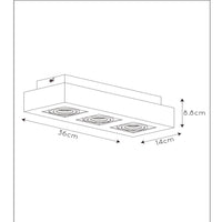 Lucide XIRAX LED ceiling spotlight, 3x5W GU10, dim to warm 2200K-3000K, IP20, Sand Black aluminum
