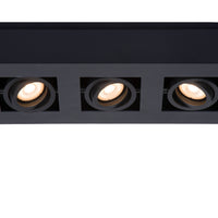 Lucide XIRAX LED ceiling spotlight, 3x5W GU10, dim to warm 2200K-3000K, IP20, Sand Black aluminum