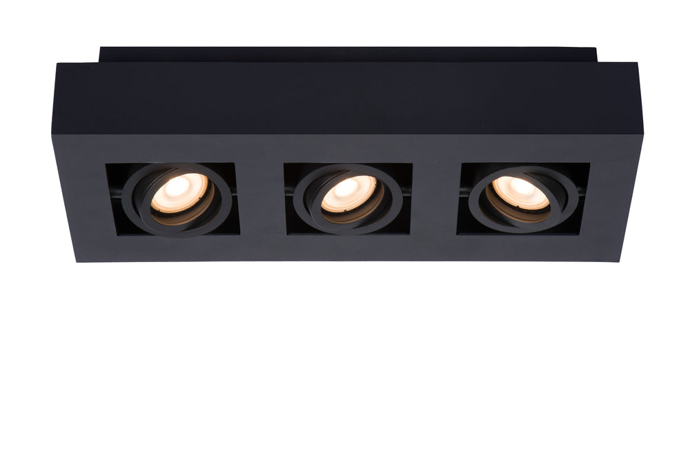 Lucide XIRAX LED takspotlight, 3x5W GU10, dim to warm 2200K-3000K, IP20, Sand Black aluminium