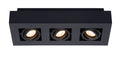 Lucide XIRAX LED takspotlight, 3x5W GU10, dim to warm 2200K-3000K, IP20, Sand Black aluminium
