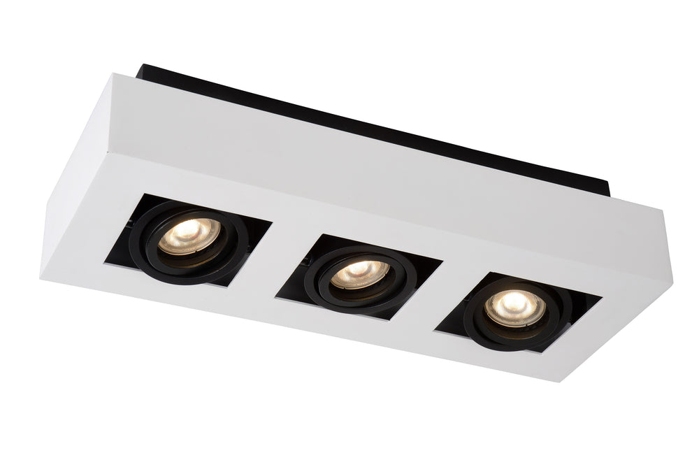 Lucide XIRAX LED ceiling spotlight, 3x5W GU10, dim to warm 2200K-3000K, IP20, White aluminium