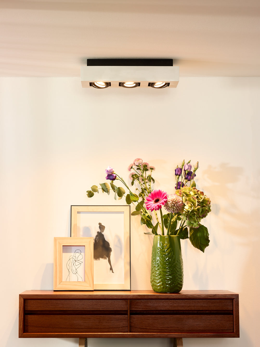 Lucide XIRAX LED ceiling spotlight, 3x5W GU10, dim to warm 2200K-3000K, IP20, White aluminium