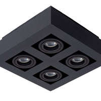 Lucide XIRAX LED takspotlight 4x5W GU10 dim to warm 2200K-3000K Svart aluminium modern fyrkantig IP20
