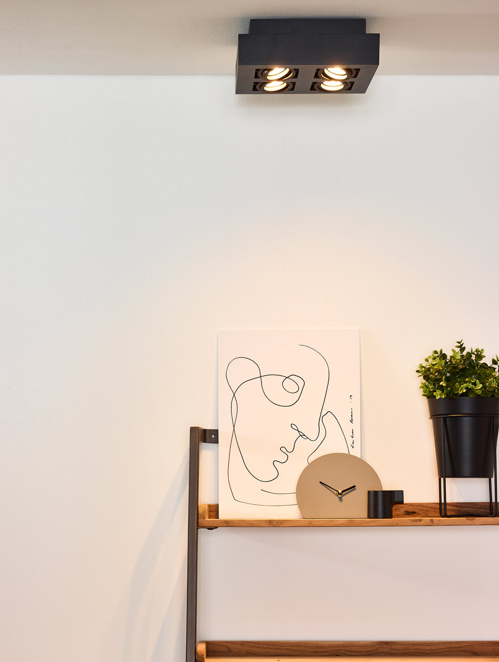 Lucide XIRAX LED takspotlight 4x5W GU10 dim to warm 2200K-3000K Svart aluminium modern fyrkantig IP20