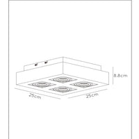 Lucide XIRAX LED takspotlight 4x5W GU10 dim to warm 2200K-3000K Svart aluminium modern fyrkantig IP20