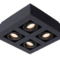 Lucide XIRAX LED takspotlight 4x5W GU10 dim to warm 2200K-3000K Svart aluminium modern fyrkantig IP20