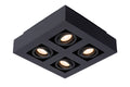Lucide XIRAX LED takspotlight 4x5W GU10 dim to warm 2200K-3000K Svart aluminium modern fyrkantig IP20