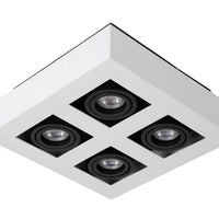 Lucide XIRAX LED takspotlight, 4x5W GU10, dim to warm 2200K-3000K, IP20, fyrkantig Vit aluminium