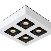 Lucide XIRAX LED takspotlight, 4x5W GU10, dim to warm 2200K-3000K, IP20, fyrkantig Vit aluminium