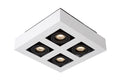 Lucide XIRAX LED takspotlight, 4x5W GU10, dim to warm 2200K-3000K, IP20, fyrkantig Vit aluminium