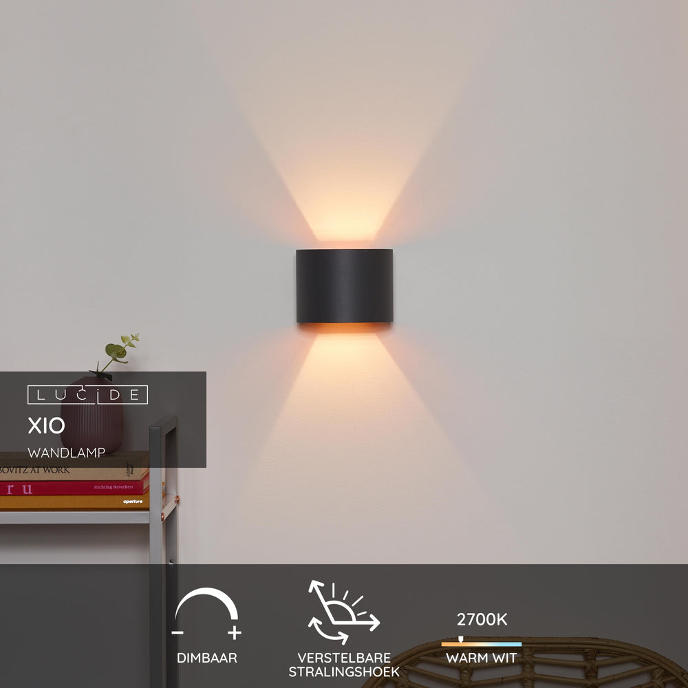 Lucide XIO LED vägglampa, dimbar G9 3.5W 2700K, justerbar ljusvinkel, Mörkgrå modern aluminium