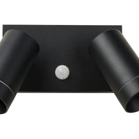 Lucide TAYLOR wall light with 2xGU10, IP54 motion sensor, sand black aluminium modern outdoor spot
