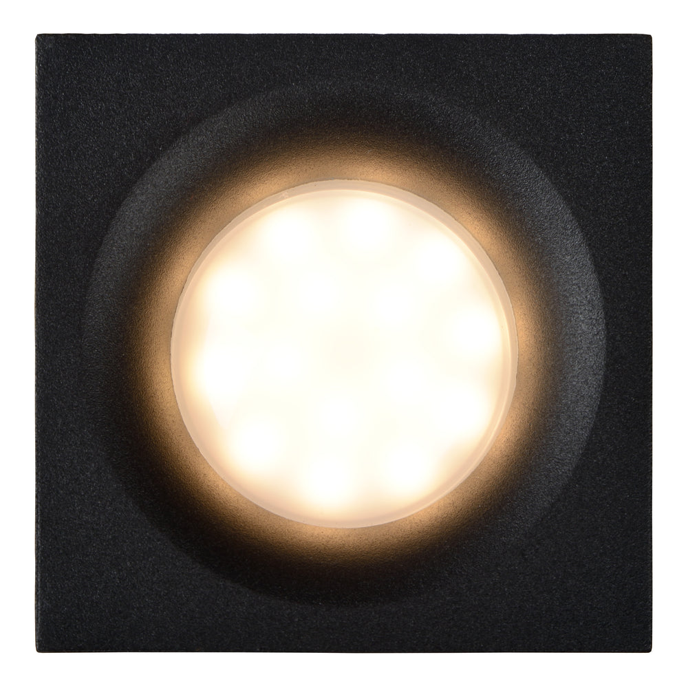 Lucide ZIVA infälld LED-spot Sand Black, 1xGU10, IP44 badrumsbelysning, fyrkantig aluminium 85x85mm