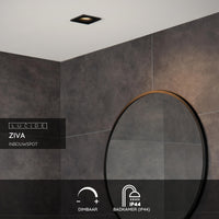 Lucide ZIVA infälld LED-spot Sand Black, 1xGU10, IP44 badrumsbelysning, fyrkantig aluminium 85x85mm