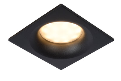 Lucide ZIVA infälld LED-spot Sand Black, 1xGU10, IP44 badrumsbelysning, fyrkantig aluminium 85x85mm
