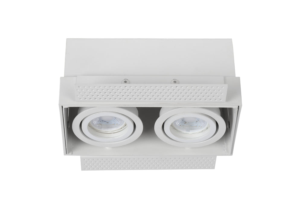 Lucide TRIMLESS infälld spotlight 2xGU10, aluminium, vridbar, dimbar, IP20, Vit, 185x97mm