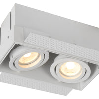 Lucide TRIMLESS recessed spot light 2xGU10, aluminium, tiltable, dimmable, IP20, White, 185x97mm
